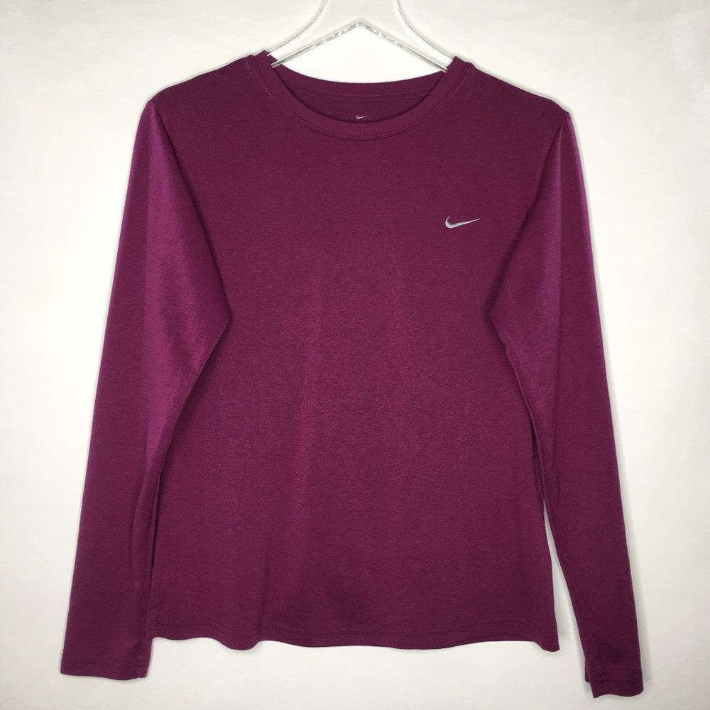 Nike Dri-FIT Top Crew Neck Long Sleeve Running Purple Size L